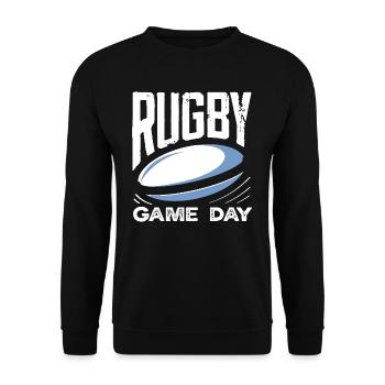 Rugby Spieler Spieltag Leidenschaft - Unisex Pullover - Schwarz - Vorne - Alina (178cm) & Michal (187cm)