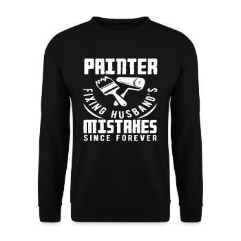 Maler Fehler Ehemann Korrigiert Immer - Unisex Pullover - Schwarz - Vorne - Alina (178cm) & Michal (187cm)