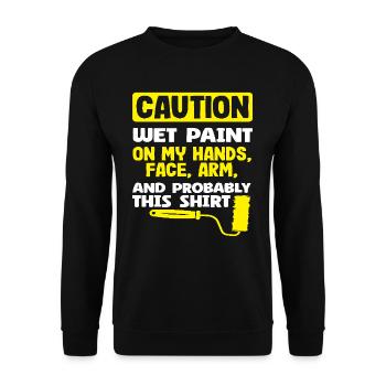 Attention aux peintres Peinture humide partout - Sweat-shirt Unisexe - noir - Devant - Alina (178cm) & Michal (187cm)