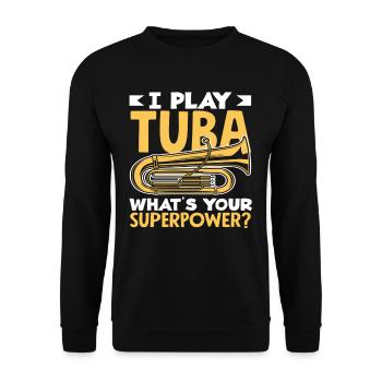 Joueur de tuba Je joue Tuba Superpower - Sweat-shirt Unisexe - noir - Devant - Alina (178cm) & Michal (187cm)