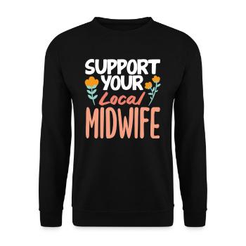 Soutenez votre sage-femme locale avec du cœur - Sweat-shirt Unisexe - noir - Devant - Alina (178cm) & Michal (187cm)