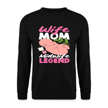 Sage-femme maman femme légende - Sweat-shirt Unisexe - noir - Devant - Alina (178cm) & Michal (187cm)