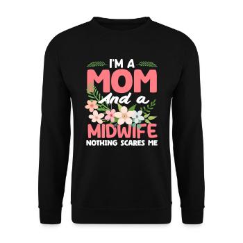 I'm a mom and a midwife nothing - Unisex Sweatshirt - black - Front - Alina (178cm) & Michal (187cm)