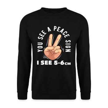 Sage-femme, vous voyez le signe de paix - Sweat-shirt Unisexe - noir - Devant - Alina (178cm) & Michal (187cm)