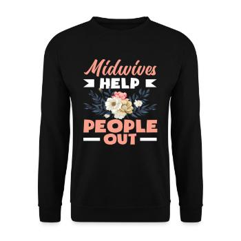 Midwives help people out - Unisex Sweatshirt - black - Front - Alina (178cm) & Michal (187cm)