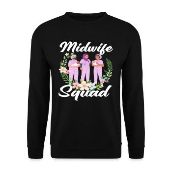 Escouade de sages-femmes Floral Motif Soin - Sweat-shirt Unisexe - noir - Devant - Alina (178cm) & Michal (187cm)