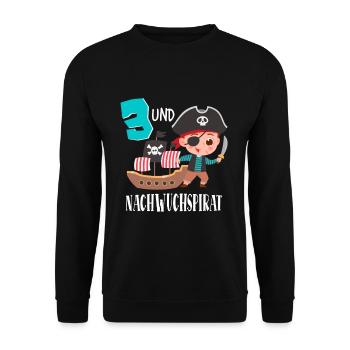 Enfant Pirate 5ème Anniversaire Jeune Pirate - Sweat-shirt Unisexe - noir - Devant - Alina (178cm) & Michal (187cm)