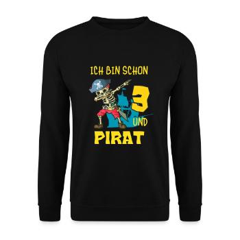 Enfants Pirate 3 Ans Anniversaire Dabbing Squelette - Sweat-shirt Unisexe - noir - Devant - Alina (178cm) & Michal (187cm)