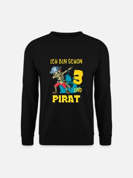 Kinder Pirat 3 Jahre Geburtstag Dabbing Skelett - Unisex Pullover - Schwarz