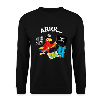 Pirate Parrot 4th Birthday Kids Pirate - Unisex Sweatshirt - black - Front - Alina (178cm) & Michal (187cm)