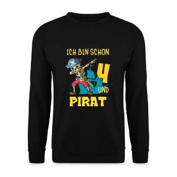 Children's Pirate Dabbing Skeleton 4th Children's Birthday Party - Unisex Sweatshirt - black - Front - Alina (178cm) & Michal (187cm)