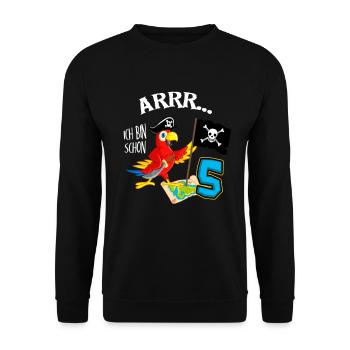 Children's Pirate Children's Birthday 5th Birthday - Unisex Sweatshirt - black - Front - Alina (178cm) & Michal (187cm)