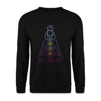 7 Chakren Zen Meditation & Yoga Buddhismus - Unisex Pullover - Schwarz - Vorne - Alina (178cm) & Michal (187cm)