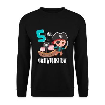 5ème anniversaire enfants pirate bateau pirate - Sweat-shirt Unisexe - noir - Devant - Alina (178cm) & Michal (187cm)
