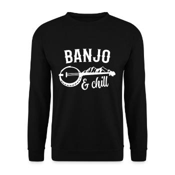 Banjo & Chill Amateur de musique bluegrass drôle - Sweat-shirt Unisexe - noir - Devant - Alina (178cm) & Michal (187cm)