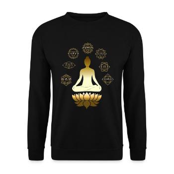 Buddha Meditation Chakra Yoga Zen Buddhismus - Unisex Pullover - Schwarz - Vorne - Alina (178cm) & Michal (187cm)
