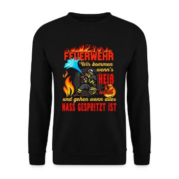 Firefighter Saying Deployment Funny Fire Brigade - Unisex Sweatshirt - black - Front - Alina (178cm) & Michal (187cm)