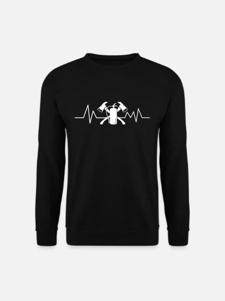Feuerwehr Herzschlag Feuerlöscher Puls - Unisex Pullover - Schwarz