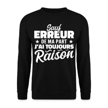 Wenn ich mich nicht irre, habe ich immer Recht - Unisex Pullover - Schwarz - Vorne - Alina (178cm) & Michal (187cm)