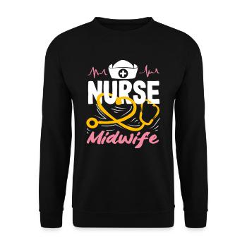 Nurse Midwife Design - Unisex Sweatshirt - black - Front - Alina (178cm) & Michal (187cm)
