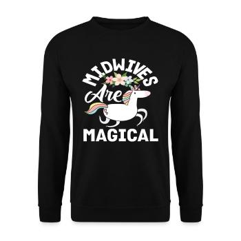 Midwives Are Magical Unicorn Flowers - Unisex Sweatshirt - black - Front - Alina (178cm) & Michal (187cm)