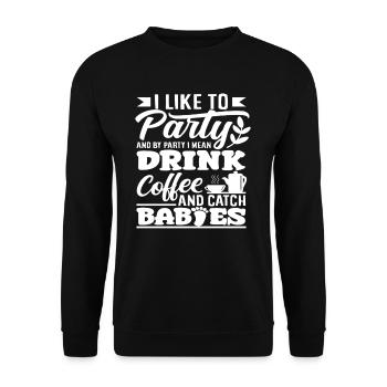 Sage-femme : boire du café et attraper des bébés - Sweat-shirt Unisexe - noir - Devant - Alina (178cm) & Michal (187cm)