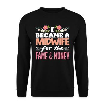 Midwife for fame and money - Unisex Sweatshirt - black - Front - Alina (178cm) & Michal (187cm)