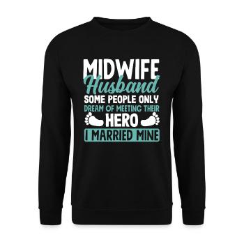 Sage-femme Mari Héros J’ai épousé - Sweat-shirt Unisexe - noir - Devant - Alina (178cm) & Michal (187cm)