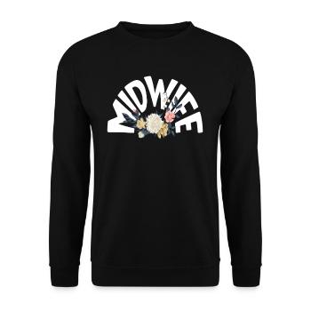 Hebamme Blumenmotiv Eleganz - Unisex Pullover - Schwarz - Vorne - Alina (178cm) & Michal (187cm)