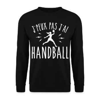 Ich kann nicht haben, Handball, Humor, Sport - Unisex Pullover - Schwarz - Vorne - Alina (178cm) & Michal (187cm)