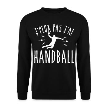Ich kann nicht haben, Handball, Humor, Sport - Unisex Pullover - Schwarz - Vorne - Alina (178cm) & Michal (187cm)