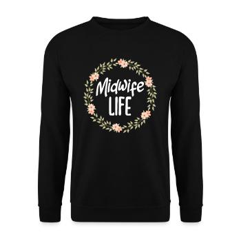 Motif de couronne de fleurs de la vie de sage-femme - Sweat-shirt Unisexe - noir - Devant - Alina (178cm) & Michal (187cm)