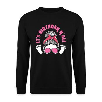 Anniversaire style sage-femme c’est l’anniversaire vous tous - Sweat-shirt Unisexe - noir - Devant - Alina (178cm) & Michal (187cm)