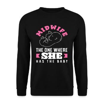 Sage-femme qui a le bébé - Sweat-shirt Unisexe - noir - Devant - Alina (178cm) & Michal (187cm)