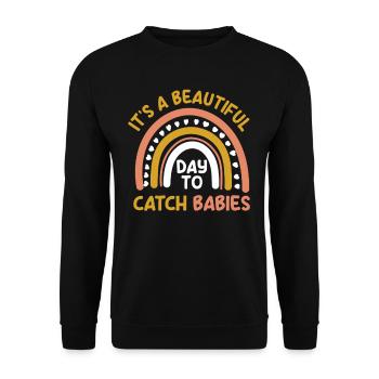 Beautiful day for midwives Baby happiness - Unisex Sweatshirt - black - Front - Alina (178cm) & Michal (187cm)