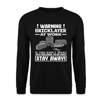 Maurer Warnung Bei Der Arbeit Bleiben Sie Weg - Unisex Pullover - Schwarz - Vorne - Alina (178cm) & Michal (187cm)