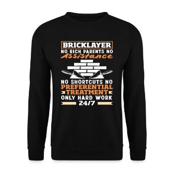 Maurer Keine Reichen Eltern, Nur Harte Arbeit - Unisex Pullover - Schwarz - Vorne - Alina (178cm) & Michal (187cm)
