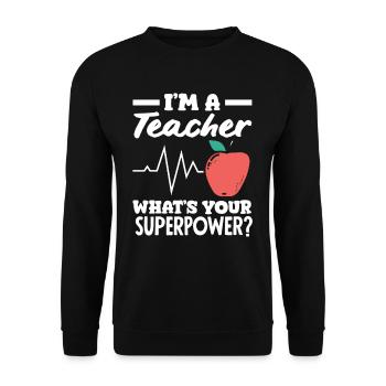 Enseignant de l’école primaire Je suis enseignant Quel est votre - Sweat-shirt Unisexe - noir - Devant - Alina (178cm) & Michal (187cm)
