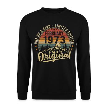 Birthday Gift February 1973 Cool February 1973 - Unisex Sweatshirt - black - Front - Alina (178cm) & Michal (187cm)