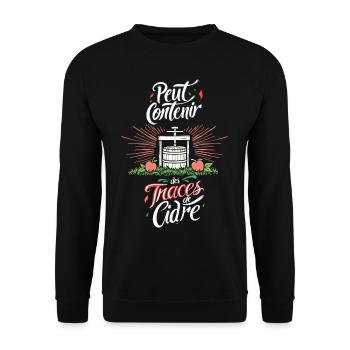 Peut Contenir des Traces de Cidre Humour - Unisex Sweatshirt - black - Front - Alina (178cm) & Michal (187cm)