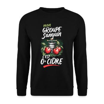 My blood type 0+ Cider Cider Fun - Unisex Sweatshirt - black - Front - Alina (178cm) & Michal (187cm)
