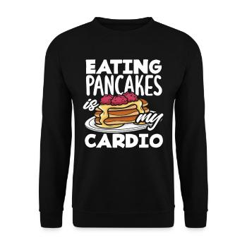 Pfannkuchen Essen Ist Mein Cardio - Unisex Pullover - Schwarz - Vorne - Alina (178cm) & Michal (187cm)