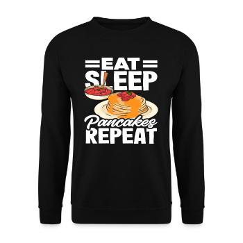Eat Sleep Pancakes Repeat Breakfast - Unisex Sweatshirt - black - Front - Alina (178cm) & Michal (187cm)