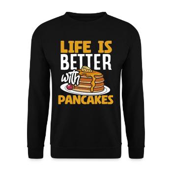 Life is better with pancakes - Unisex Sweatshirt - black - Front - Alina (178cm) & Michal (187cm)