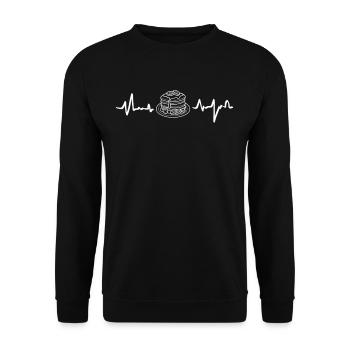 Pancakes Heartbeat Breakfast Love - Unisex Sweatshirt - black - Front - Alina (178cm) & Michal (187cm)