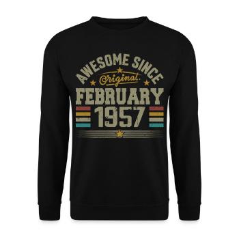 February 1957 68th Anniversary Gift, February 1957 - Unisex Sweatshirt - black - Front - Alina (178cm) & Michal (187cm)