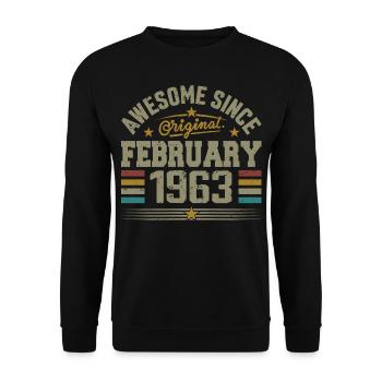 Février 1963 Cadeau 62e Anniversaire, Février 1963 - Sweat-shirt Unisexe - noir - Devant - Alina (178cm) & Michal (187cm)