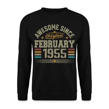 Février 1955 Cadeau 70e Anniversaire, Février 1955 - Sweat-shirt Unisexe - noir - Devant - Alina (178cm) & Michal (187cm)