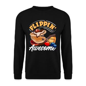 Enjoy Flippin' Awesome Pancakes - Unisex Sweatshirt - black - Front - Alina (178cm) & Michal (187cm)