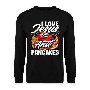 J’aime Jésus et les crêpes - Sweat-shirt Unisexe - noir - Devant - Alina (178cm) & Michal (187cm)